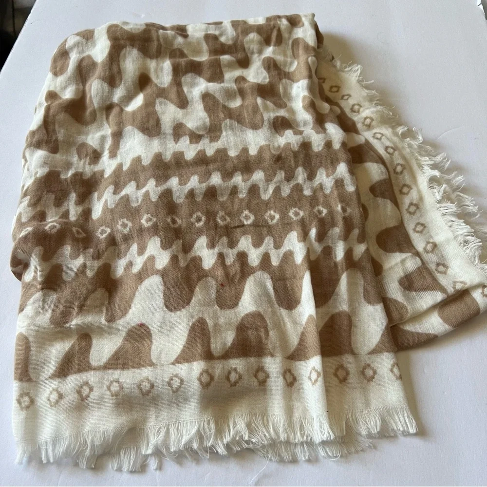 RAG AND BONE ASTRA SWIGGLY COTTON SCARF VANILLA LARGE NWOT